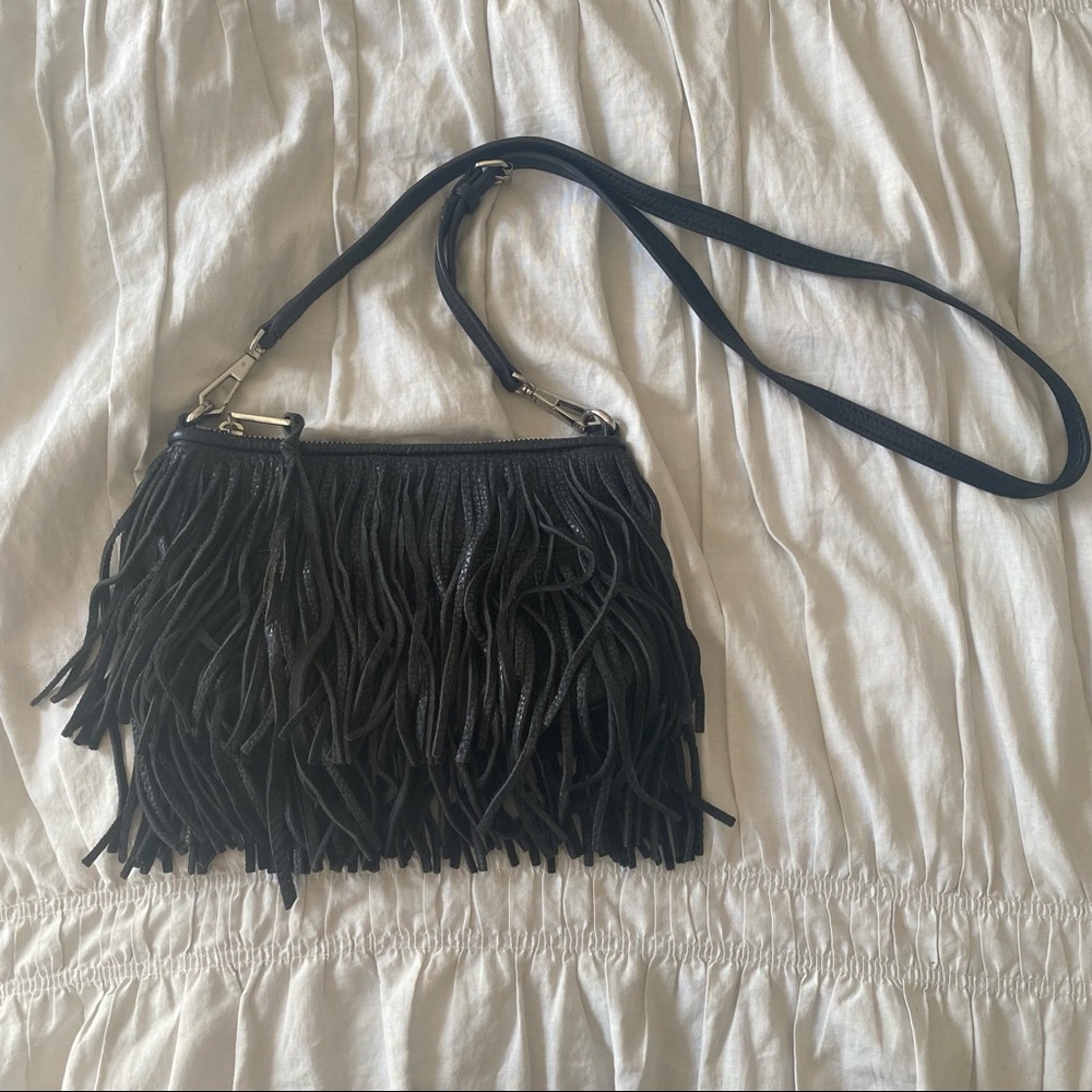 Rebecca Minkoff Finn Fringe Crossbody Black